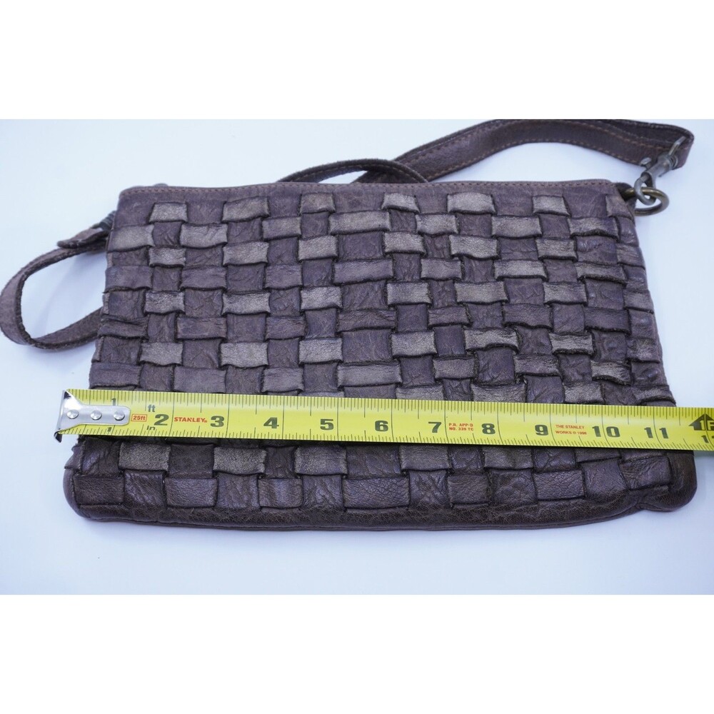 Bayside Brown Woven Leather Crossbody Purse Clutch Wristlet Bag Made In Bologna - Picture 4 of 9